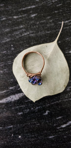 Aurora Collection~ Peacock Ora Ring in Antique Copper top view - BellaChel Jeweler