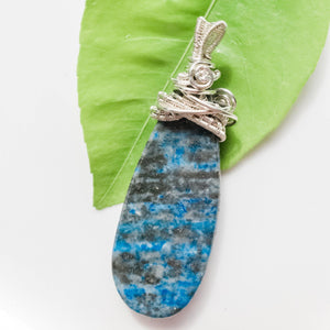 Unique Lapis Lazuli Pendant in Sterling Silver back view - BellaChel Jeweler