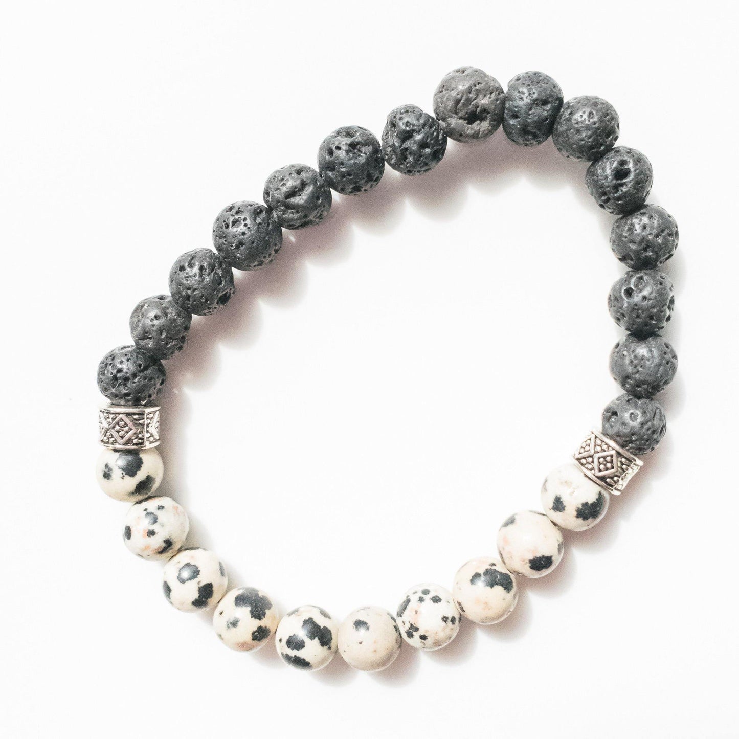 Dalmatian Jasper and Lava Stone Men's Healing Bracelet - BellaChel Jeweler