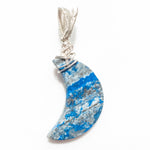 Load image into Gallery viewer, Laguna Collection - Lapis Lazuli Crescent Moon Pendant - back side - BellaChel Jeweler