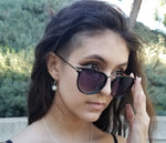 Cargar imagen en el visor de la galería, Signature Collection - Natural Moonstone Earrings in Sterling Silver - on a model - BellaChel Jeweler