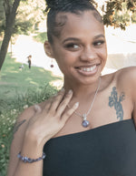 Load image into Gallery viewer, Magnolia Collection - Real Amethyst Bracelet on a model - BellaChel Jeweler