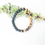 Load image into Gallery viewer, Tiger Eye (matte) & Lava Stone Bracelet - close-up view - BellaChel Jeweler