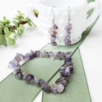 Load image into Gallery viewer, Magnolia Collection - Real Amethyst Bracelet and Matching Earrings - close up view - BellaChel Jeweler