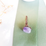Load image into Gallery viewer, Dainty Amethyst Stone Pendant in Antique Copper ~ One of a Kind - Front view - BellaChel Jeweler
