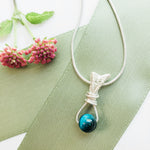 Load image into Gallery viewer, Laguna Collection - Natural Blue Tiger's Eye Necklace in Sterling Silver - close up view of Sydney Style - BellaChel Jeweler