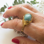 Load image into Gallery viewer, Custom Angelite Ring in Gold/BellaChel Jeweler
