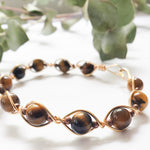 Load image into Gallery viewer, Tiger Eye Wire Wrapped bracelet. Handmade Jewelry by BellaChel Jeweler
