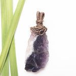 Load image into Gallery viewer, Viking Collection - Men&#39;s Raw Amethyst necklace in copper, back side view - BellaChel Jeweler
