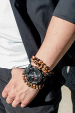 Load image into Gallery viewer, Viking Collection - Real Tiger Eye Bracelet - shown on a model with several Tiger Eye Bracelets- BellaChel Jeweler