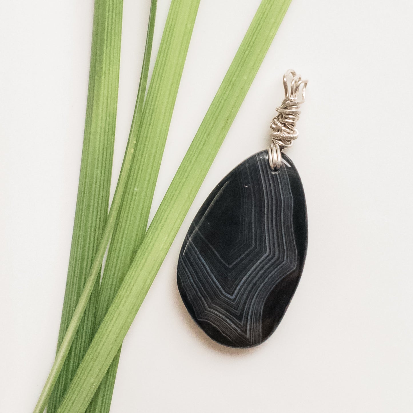 Viking Collection - Men's Large Black Onyx Pendant in Sterling Silver - close up front view - BellaChel Jeweler