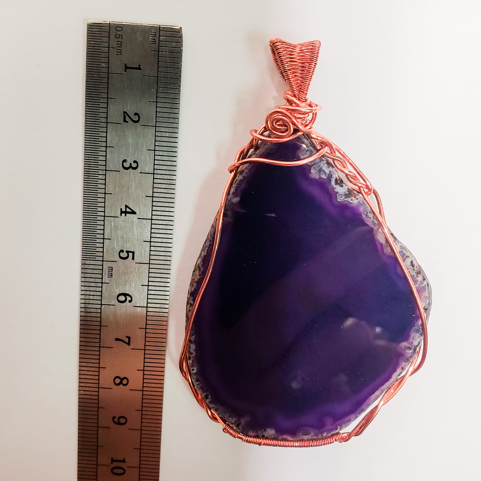 Measurement of purple geode pendant necklace ~ BellaChel Jewelry