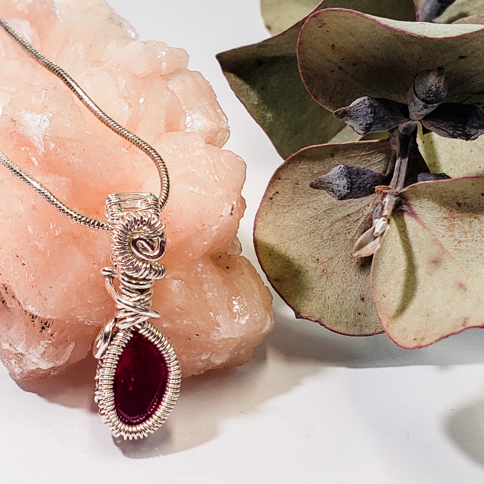 Ruby Necklace in Sterling Silver