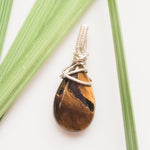 Load image into Gallery viewer, Viking Collection - Tiger Eye Teardrop Pendant designed in Sterling Silver. One-of-a-Kind - front view - BellaChel Jeweler
