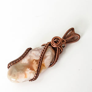 Magnolia Collection - Cherry Blossom Agate in Antique Copper front side view - BellaChel Jeweler