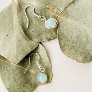 Signature Collection - Real Opalite Crystal Earrings Wrapped in Sterling Silver - BellaChel Jeweler