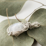 Load image into Gallery viewer, Celestial Collection - Beautiful Moonstone Pendant Necklace in Sterling Silver side view  - BellaChel Jeweler
