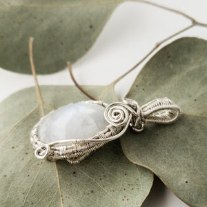 Celestial Collection - Beautiful Moonstone Pendant Necklace in Sterling Silver side view  - BellaChel Jeweler