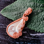 Cargar imagen en el visor de la galería, Genuine Mother of Pearl Pendant in Antique Copper - front view - BellaChel Jeweler
