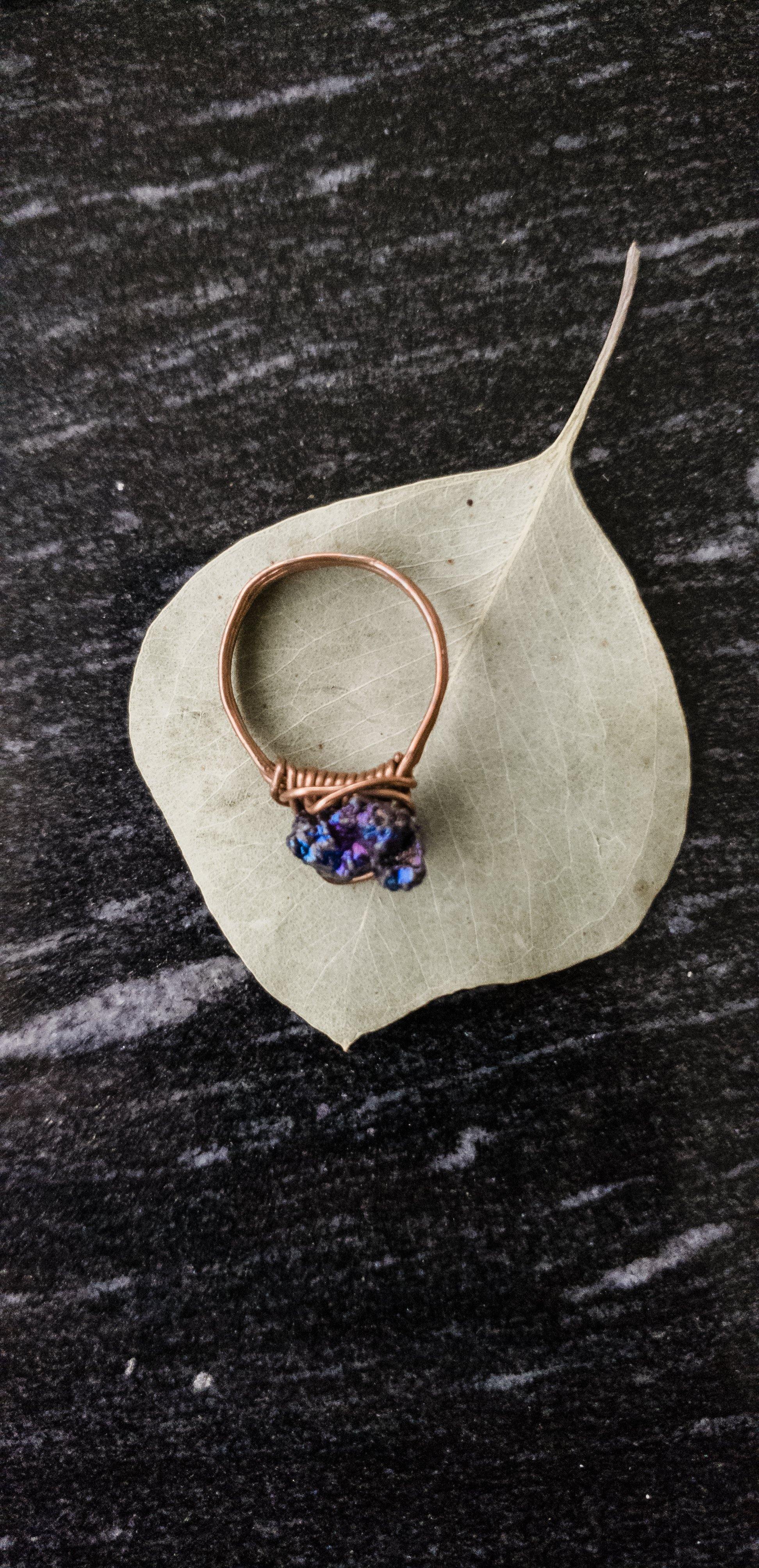 Aurora Collection~ Peacock Ora Ring top view - BellaChel Jeweler