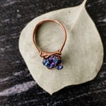 Cargar imagen en el visor de la galería, Peacock Ora Ring in Antique Copper top view - BellaChel Jeweler
