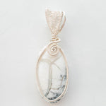Cargar imagen en el visor de la galería, Celestial Collection - Dendrite Opal Pendant weaved in Sterling Silver - front view - BellaChel Jeweler

