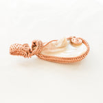 Load image into Gallery viewer, Mother of Pearl Pendant - side view of the copper weave - BellaChel Jeweler
