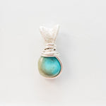 Cargar imagen en el visor de la galería, Dainty Turquoise Pendant in Sterling silver front view - BellaChel Jeweler
