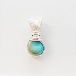 Dainty Turquoise Pendant in Sterling silver front view - BellaChel Jeweler
