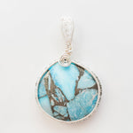 Cargar imagen en el visor de la galería, Laguna Collection~ Chunky Turquoise Pendant in Sterling Silver front view - BellaChel Jeweler
