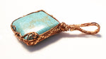 Load image into Gallery viewer, Large Turquoise Pendant in non-tarnishing Copper, side view - BellaChel Jeweler
