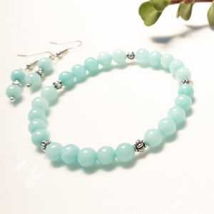 Laguna Collection - Amazonite Bracelet and matching Dangle Earrings in Sterling Silver - BellaChel Jeweler