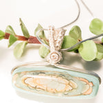 Cargar imagen en el visor de la galería, Blue Fire Agate Pendant Necklace in Sterling Silver. Designed to be worn on either side - BellaChel Jeweler
