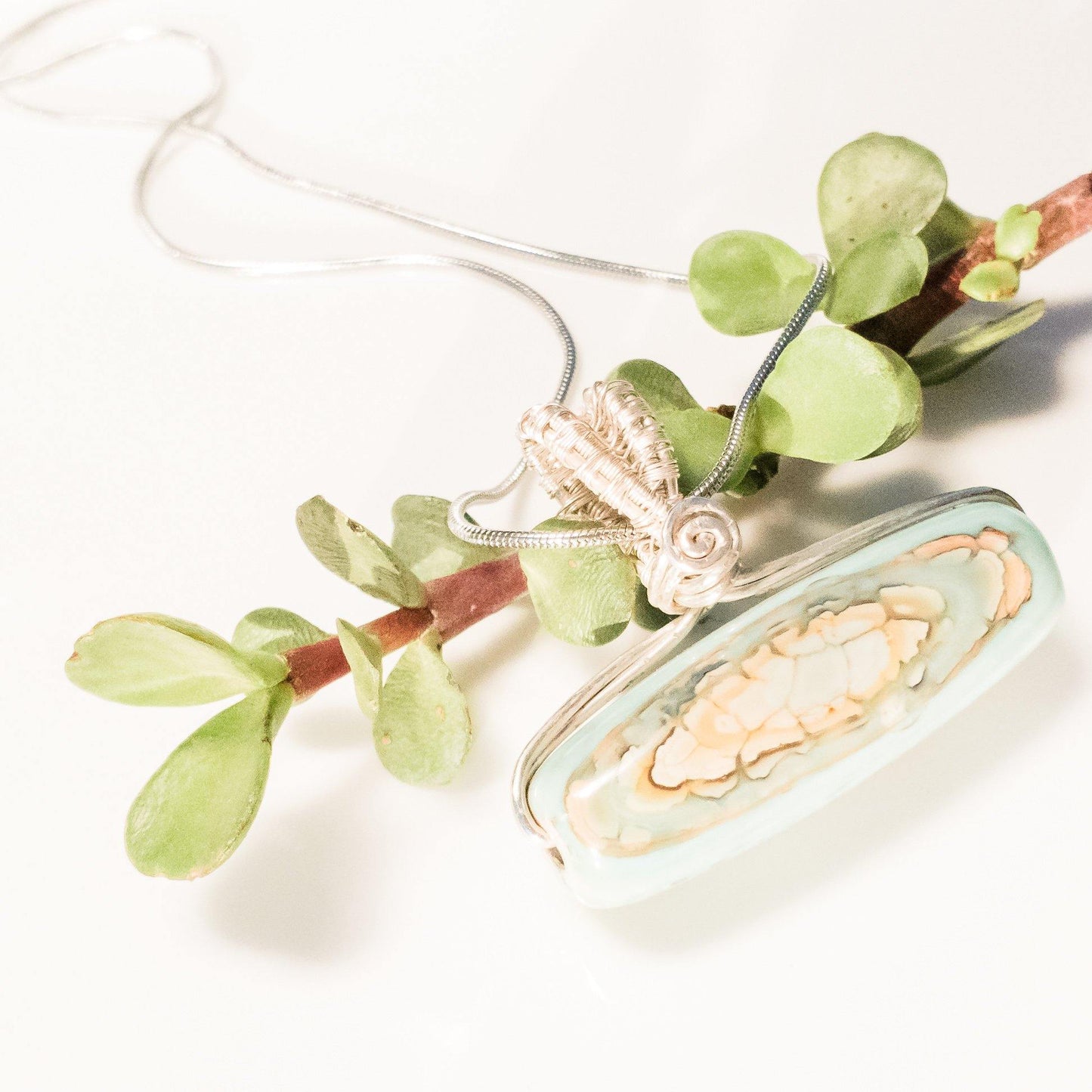 Sterling Silver Blue Fire Agate Necklace - BellaChel Jeweler