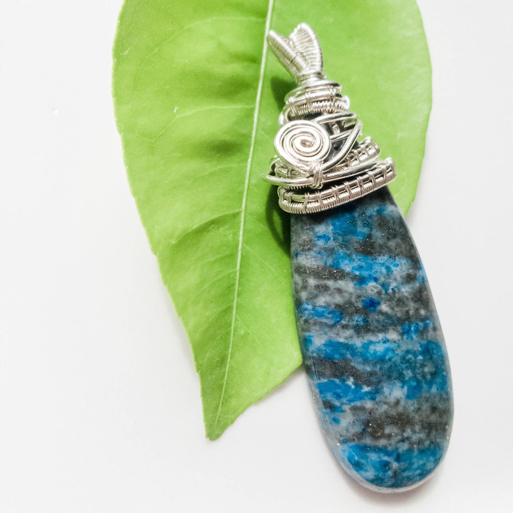 Lapis Lazuli Pendant in Sterling Silver front view - BellaChel Jeweler