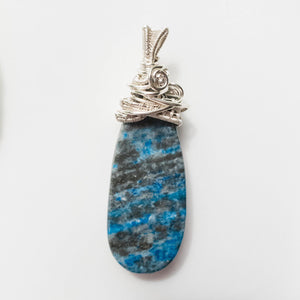 Lapis Lazuli Pendant in Sterling Silver back view Designed to be worn on both sides - BellaChel Jeweler