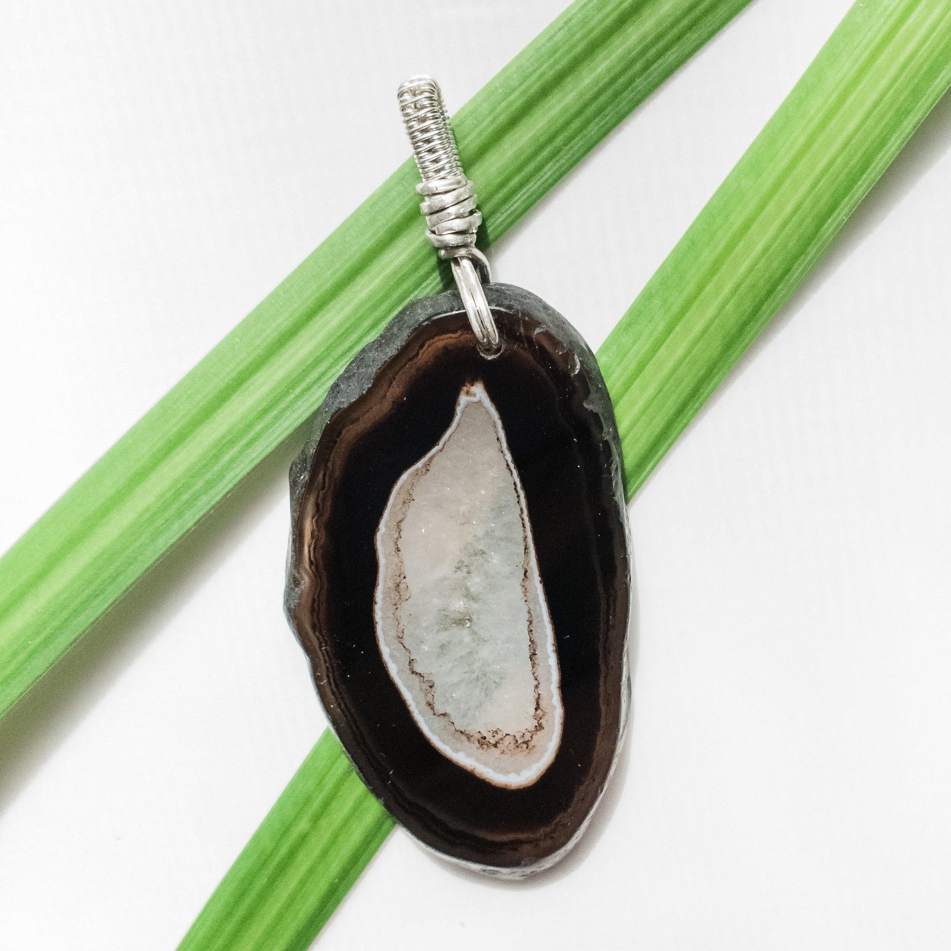 Viking Collection - Geode Crystal Necklace Pendant - front view - BellaChel Jeweler