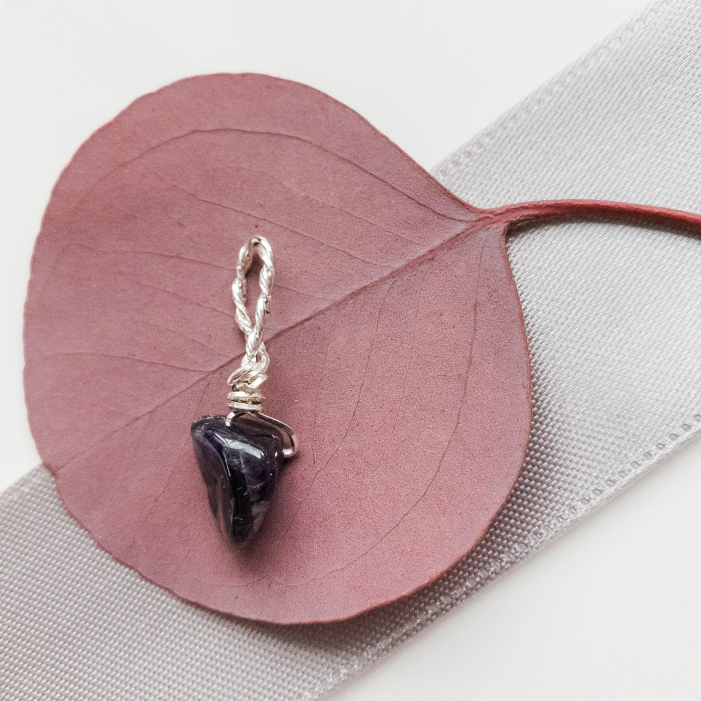 Dark Amethyst Dainty Chip Pendant - BellaChel Jeweler