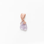 Load image into Gallery viewer, Dainty Amethyst Triangle Stone in Copper Pendant - front view - BellaChel Jeweler
