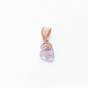 Dainty Amethyst Triangle Stone in Copper Pendant - front view - BellaChel Jeweler