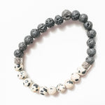 Cargar imagen en el visor de la galería, Dalmatian Jasper and Lava Stone Men&#39;s Healing Bracelet - BellaChel Jeweler 
