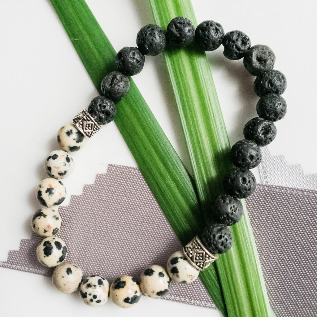 Dalmatian Jasper and Lava Stone Healing Bracelet - BellaChel Jeweler 