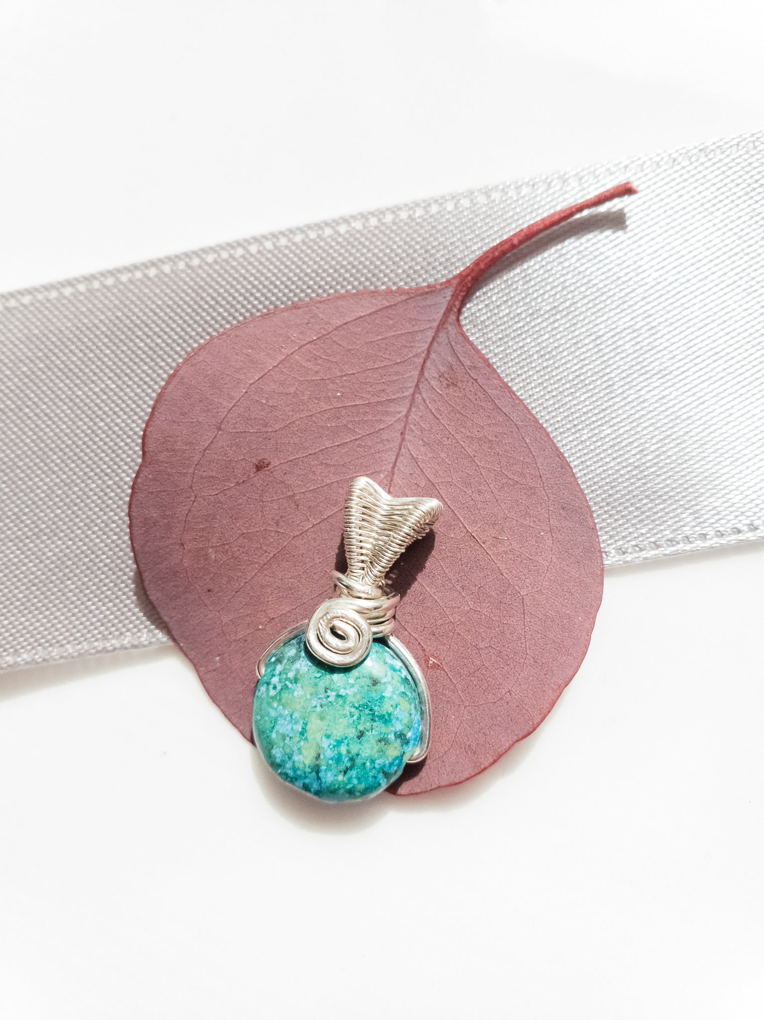 Laguna Collection - Blue Chrysocolla Pendant - close-up view - BellaChel Jeweler