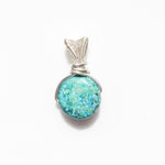 Load image into Gallery viewer, Dainty Blue Chrysocolla Pendant - back side view - BellaChel Jeweler
