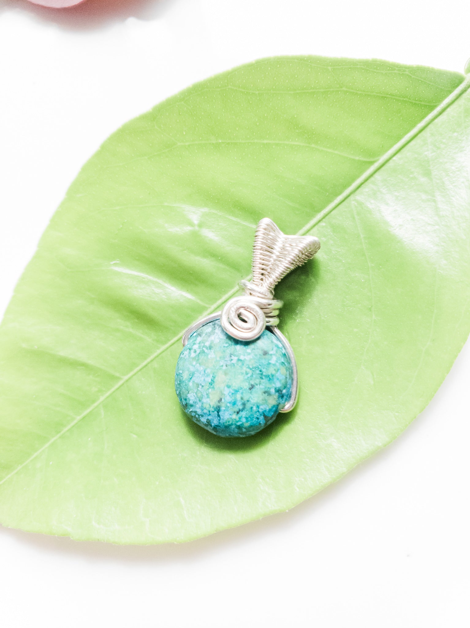 Laguna Collection - Blue Chrysocolla Pendant - close-up front view - BellaChel Jeweler