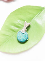 Cargar imagen en el visor de la galería, Laguna Collection - Blue Chrysocolla Pendant - close-up front view - BellaChel Jeweler
