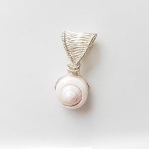Beautiful Real Shell Pendant in Sterling Silver - front view - BellaChel Jeweler