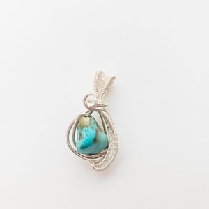 Laguna Collection~ Gorgeous Turquoise Pendant in Sterling Silver front view - BellaChel Jeweler