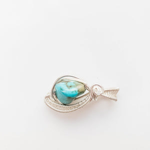 Laguna Collection~ Unique Turquoise Pendant in Sterling Silver side view - BellaChel Jeweler