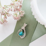 Cargar imagen en el visor de la galería, Laguna Collection - Beautifully Unique Turquoise Pendant in Sterling Silver front view - BellaChel Jeweler
